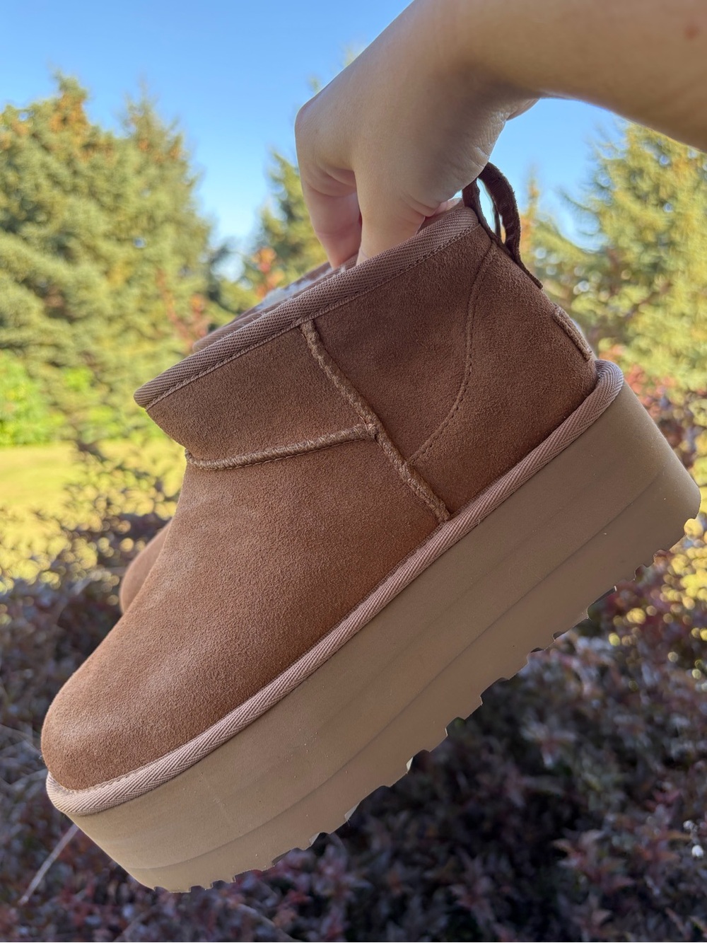 UGG classic ultra mini platform boots chestnut brown tan NWT